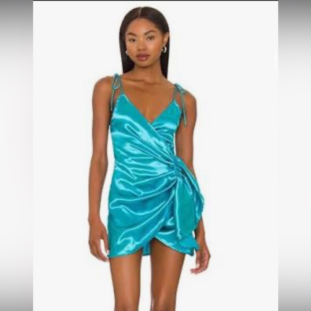 Super down Lennie wrap dress in aqua